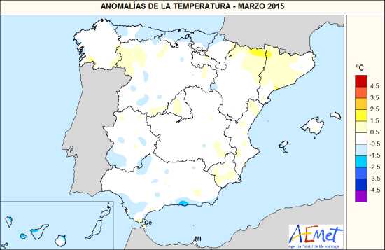 Marzo de 2015 en España: húmedo y ligeramente cálido